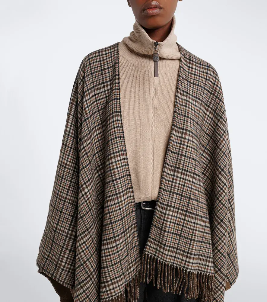 Brunello Cucinelli Checked cashmere poncho | Thumbnail 5 Brunello Cucinelli Checked cashmere poncho | Thumbnail 5