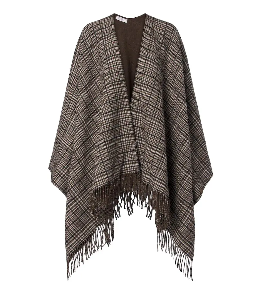 Brunello Cucinelli Checked cashmere poncho | Image 1 Brunello Cucinelli Checked cashmere poncho | Image 1