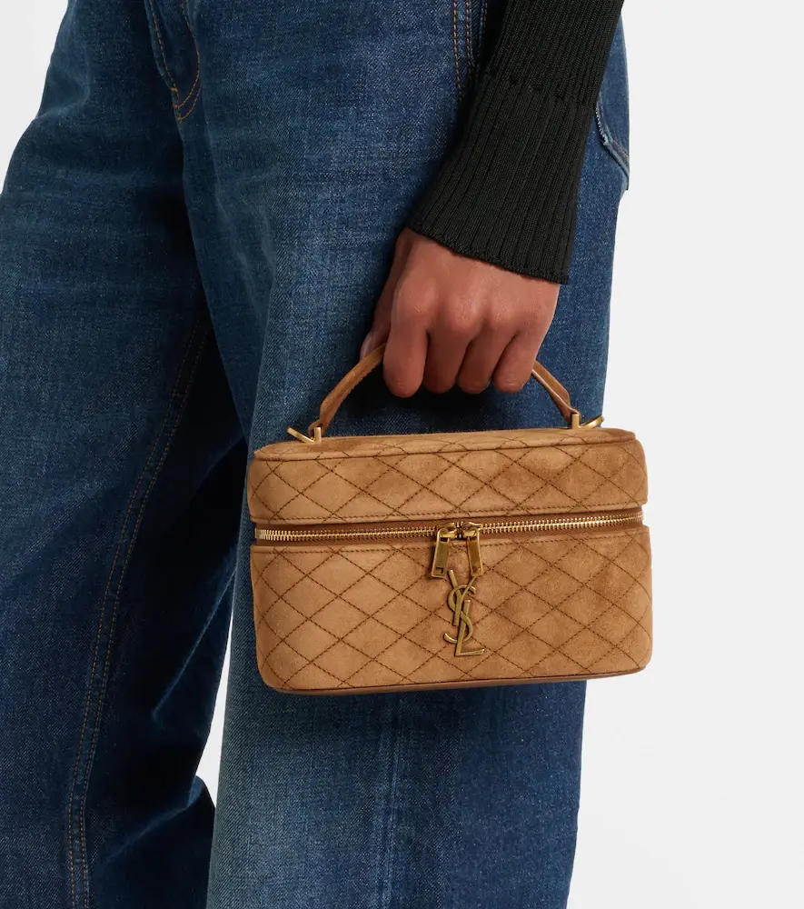 Saint Laurent Gaby Mini quilted suede vanity bag | Thumbnail 3 Saint Laurent Gaby Mini quilted suede vanity bag | Thumbnail 3