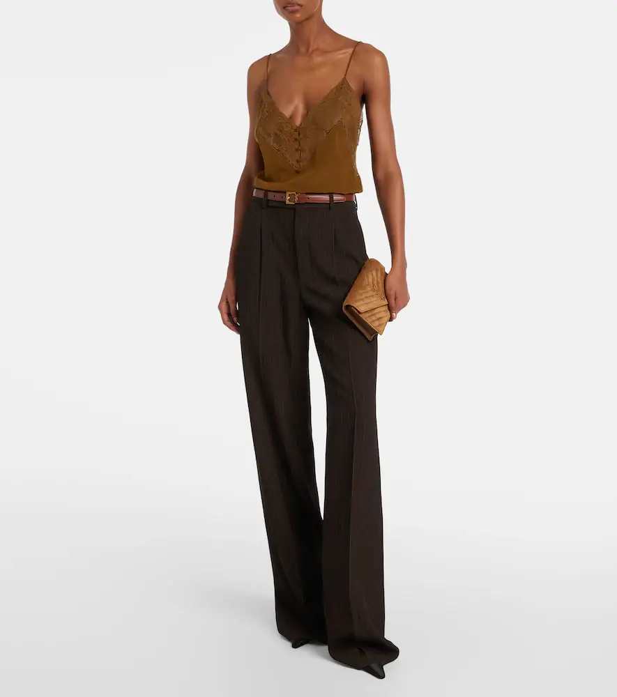 Saint Laurent Cassandre Mini suede wallet on chain | Thumbnail 7