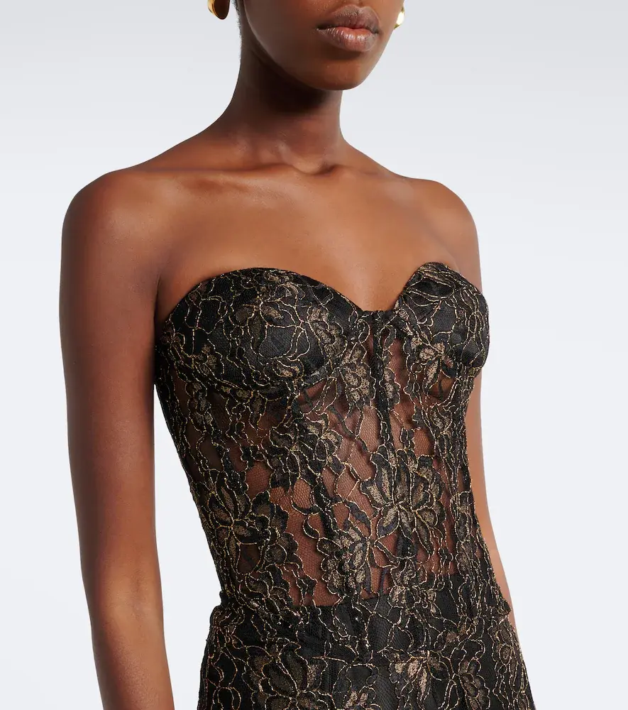 The New Arrivals Ilkyaz Ozel Evelyne lace bustier gown | Thumbnail 3