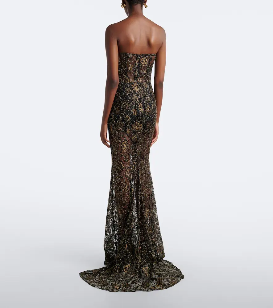 The New Arrivals Ilkyaz Ozel Evelyne lace bustier gown | Thumbnail 6