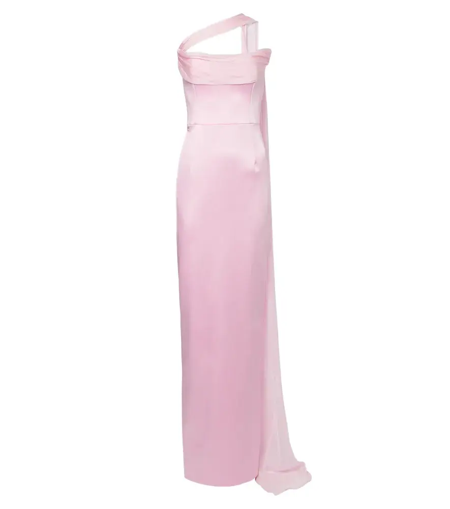 The New Arrivals Ilkyaz Ozel Julietta scarf-detail satin gown | Image 1 The New Arrivals Ilkyaz Ozel Julietta scarf-detail satin gown | Image 1