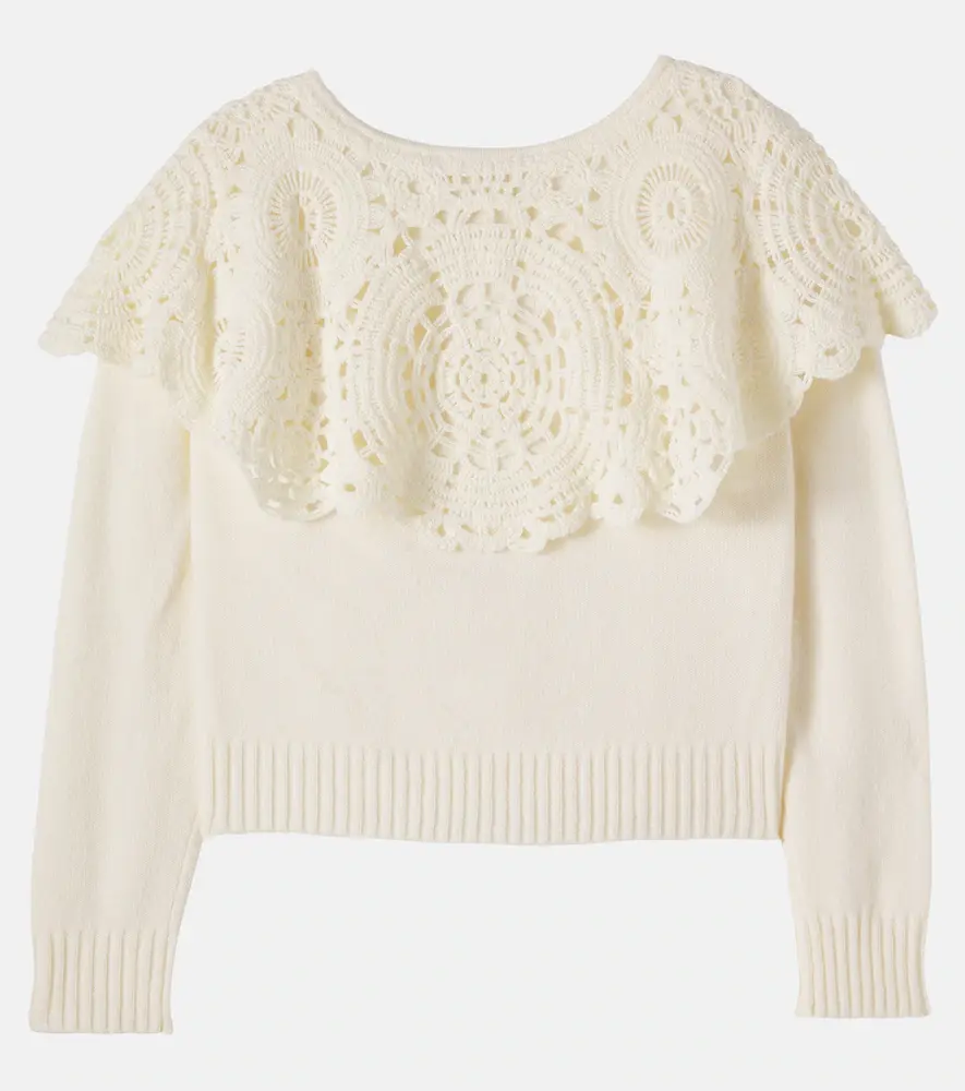 Petite Amalie Crochet-trimmed cotton-blend cardigan | Thumbnail 3