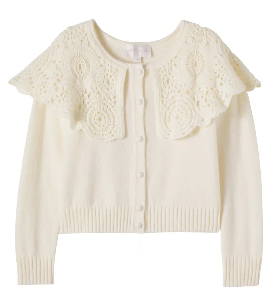 Petite Amalie Crochet-trimmed cotton-blend cardigan | Image 1 Petite Amalie Crochet-trimmed cotton-blend cardigan | Image 1