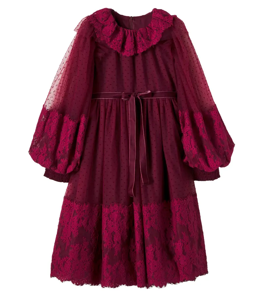 Petite Amalie Lace-trimmed point d'esprit dress | Image 1 Petite Amalie Lace-trimmed point d'esprit dress | Image 1