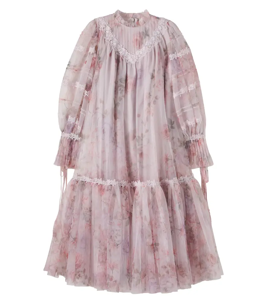 Petite Amalie Lace-trimmed floral tulle dress | Image 1 Petite Amalie Lace-trimmed floral tulle dress | Image 1