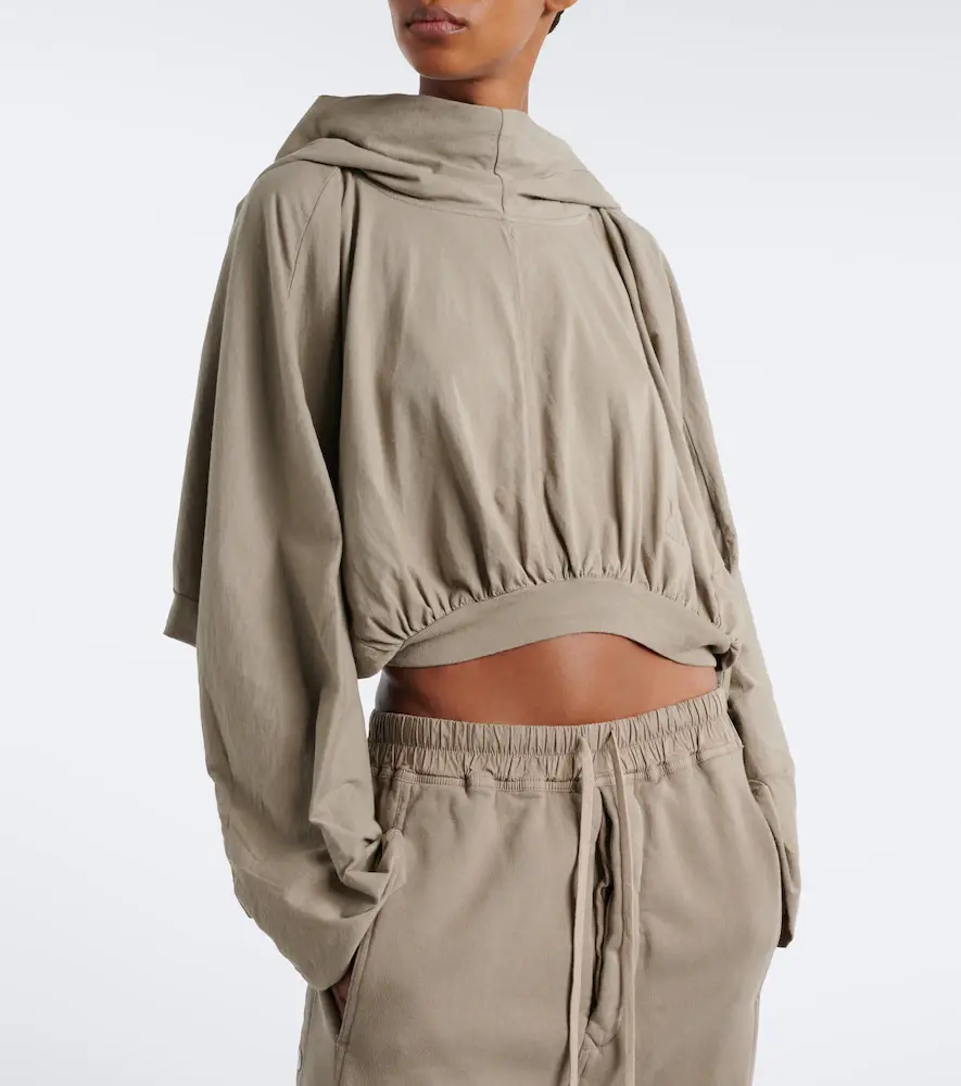 Rick Owens DRKSHDW cropped cotton jersey hoodie | Thumbnail 4