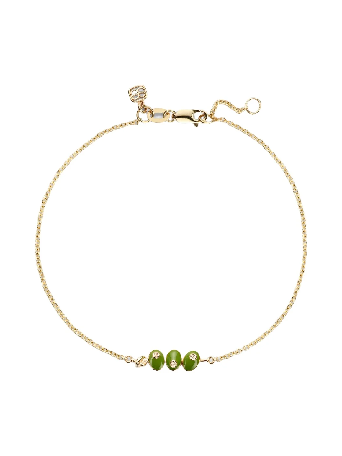 Sydney Evan Martini Olives 14kt gold bracelet with sapphires