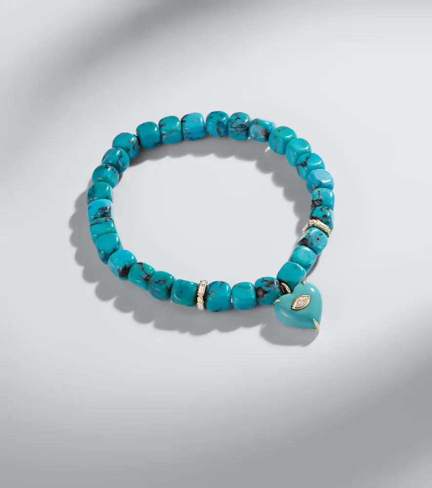 Sydney Evan 14kt gold beaded bracelet with turquoise and diamonds | Thumbnail 5 Sydney Evan 14kt gold beaded bracelet with turquoise and diamonds | Thumbnail 5