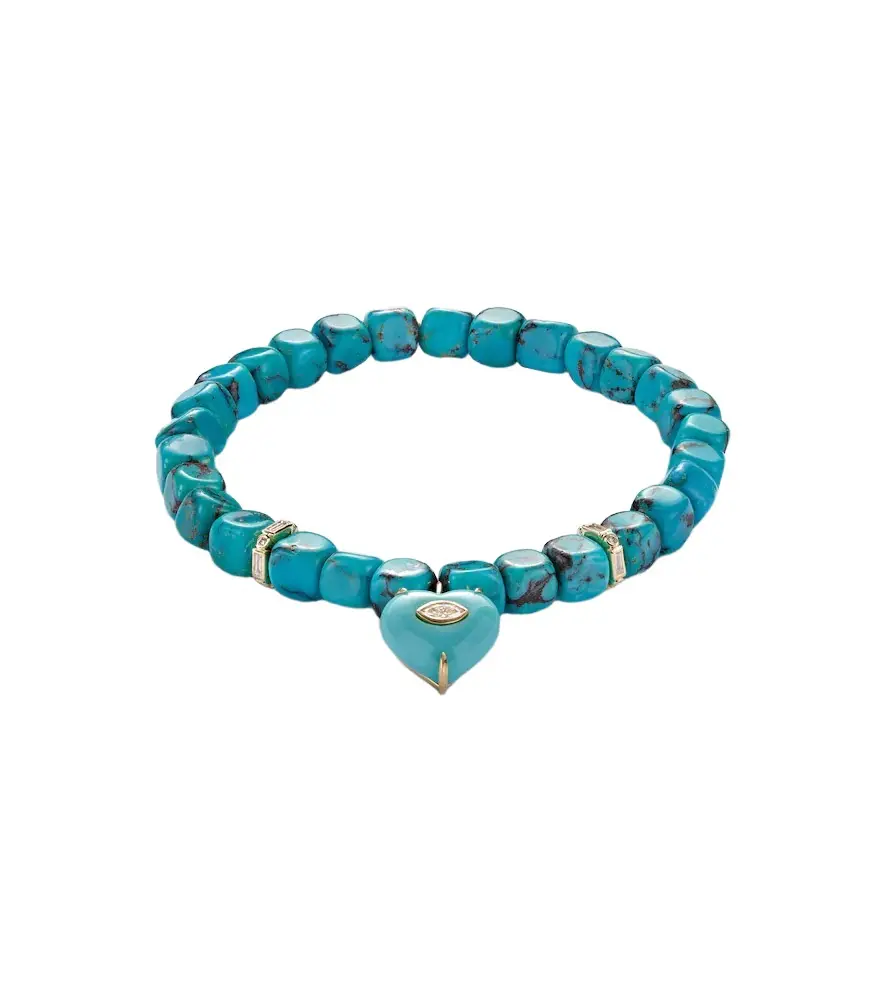 Sydney Evan 14kt gold beaded bracelet with tuquoise and diamonds | Image 1 Sydney Evan 14kt gold beaded bracelet with tuquoise and diamonds | Image 1