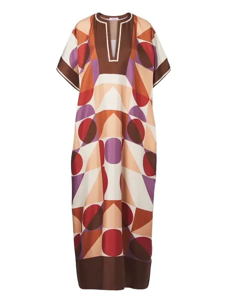 Eres Berry printed silk twill kaftan