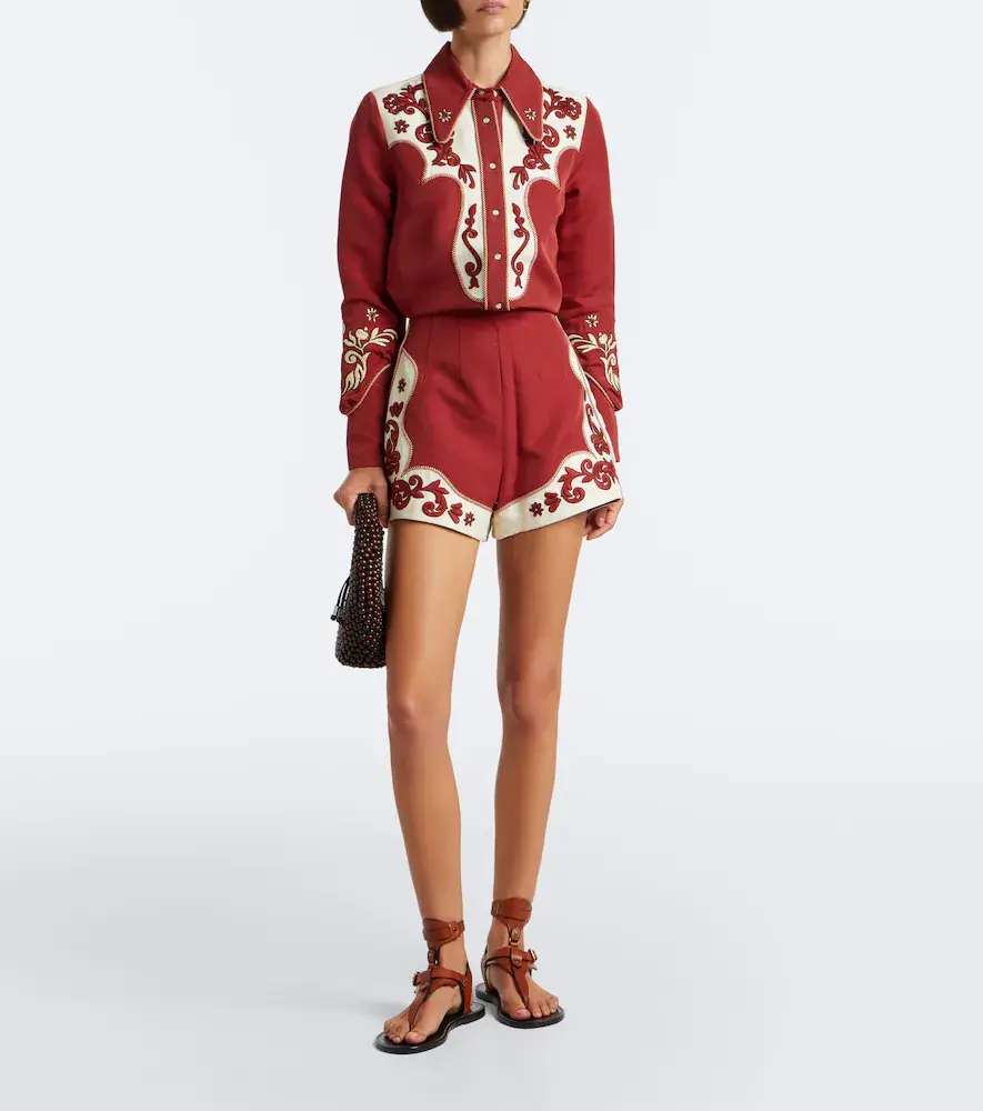 ALÉMAIS Alémais Duke embroidered wool-blend shorts | Thumbnail 5