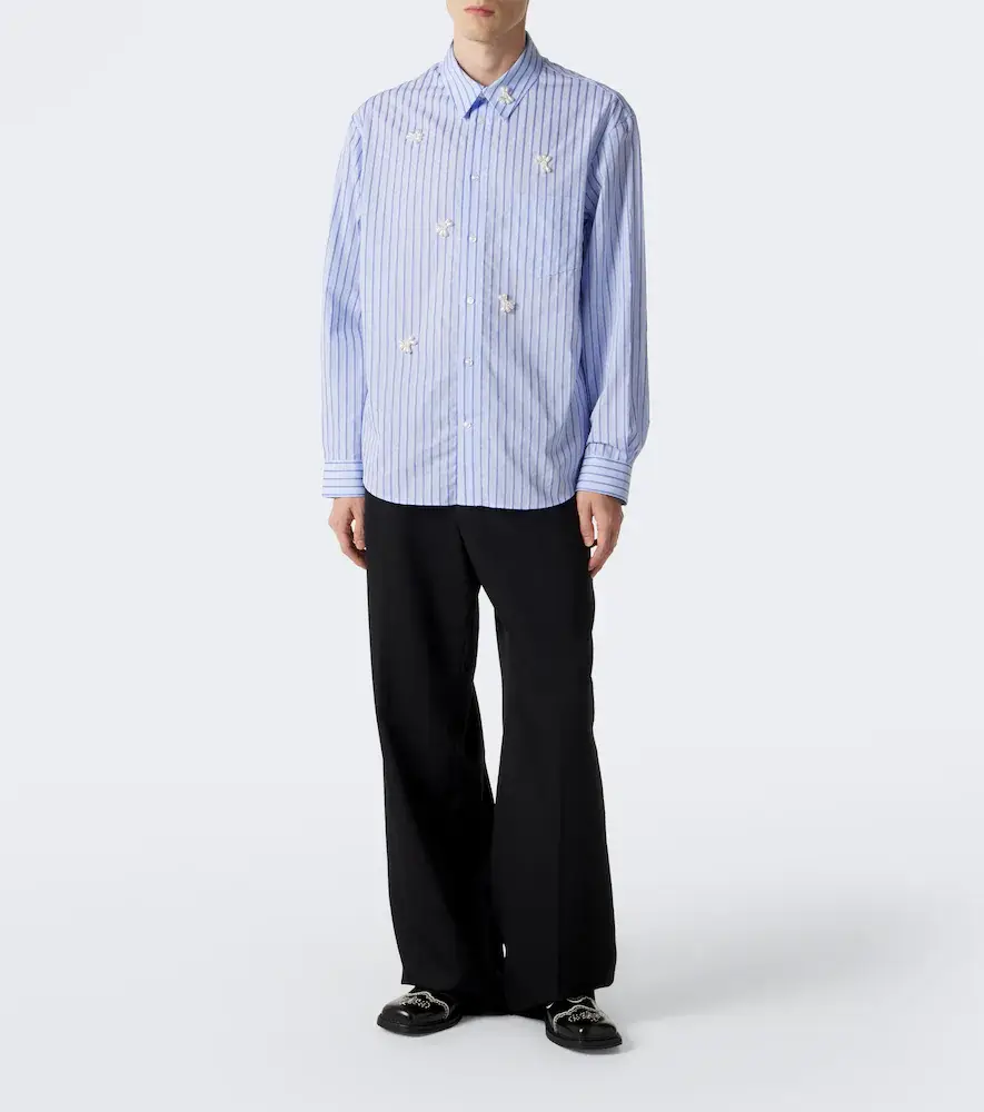 Simone Rocha Embellished striped cotton poplin shirt | Thumbnail 4