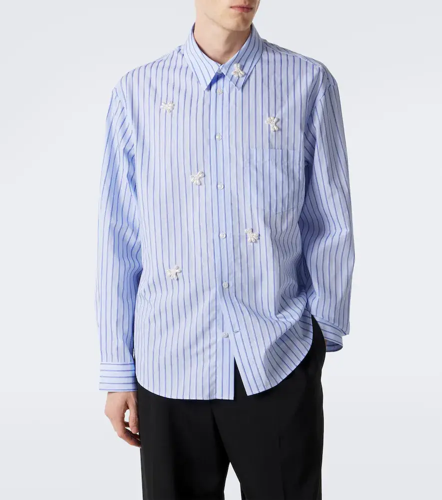 Simone Rocha Embellished striped cotton poplin shirt | Thumbnail 5