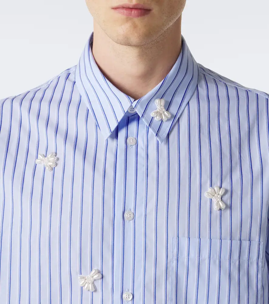 Simone Rocha Embellished striped cotton poplin shirt | Thumbnail 6