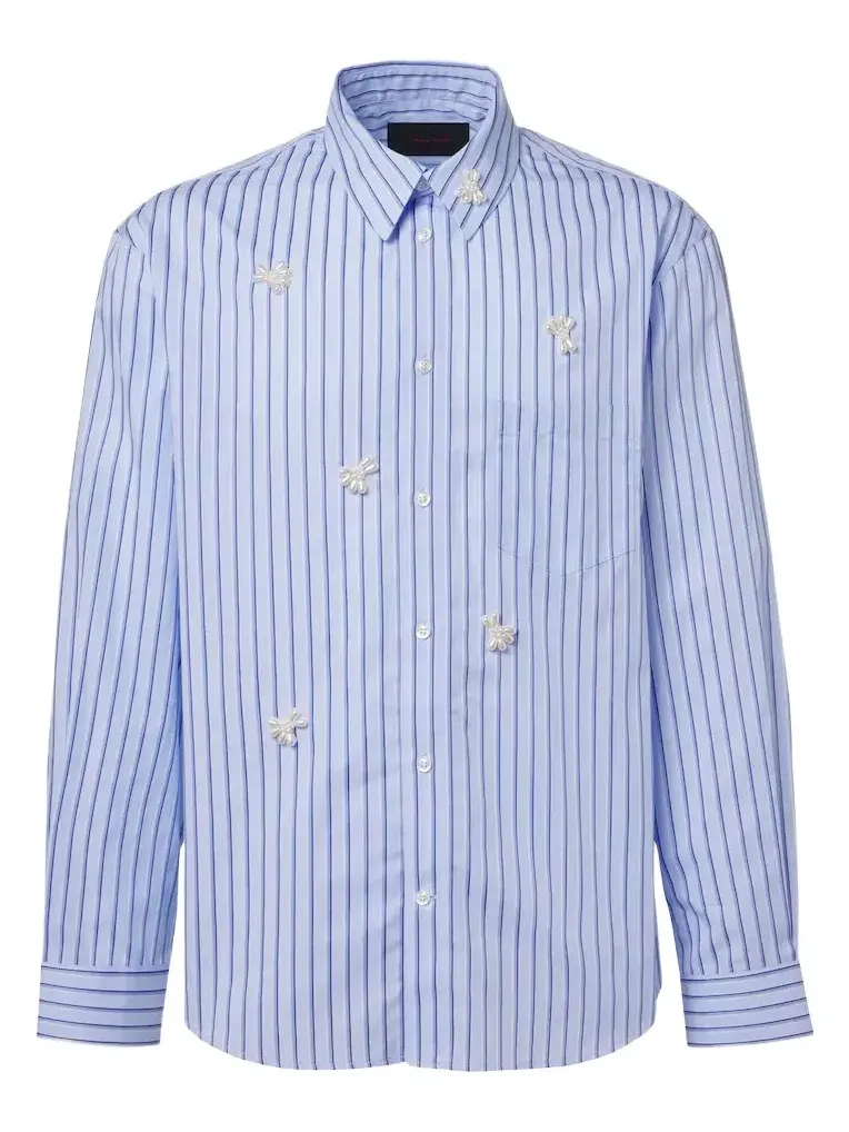 Embellished striped cotton poplin shirt Embellished striped cotton poplin shirt