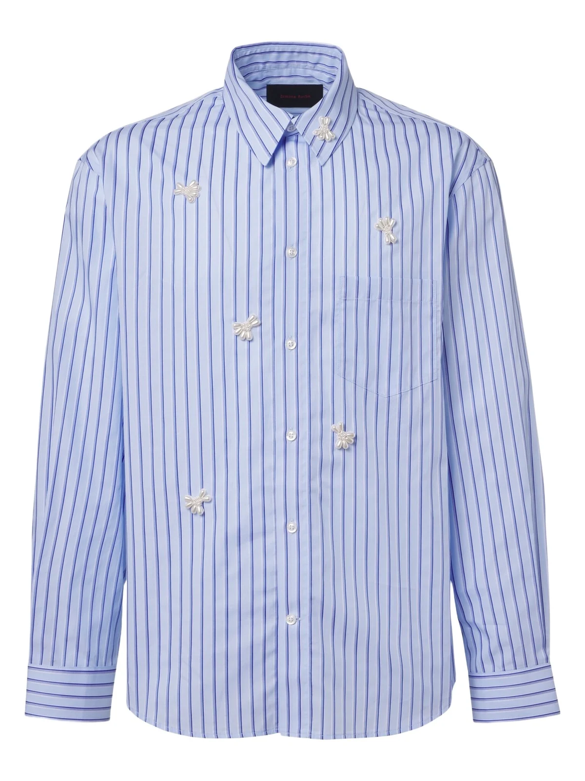 Embellished striped cotton poplin shirt Embellished striped cotton poplin shirt