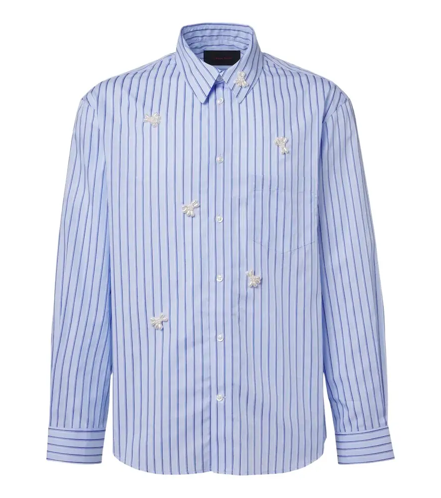 Simone Rocha Embellished striped cotton poplin shirt | Image 1 Simone Rocha Embellished striped cotton poplin shirt | Image 1