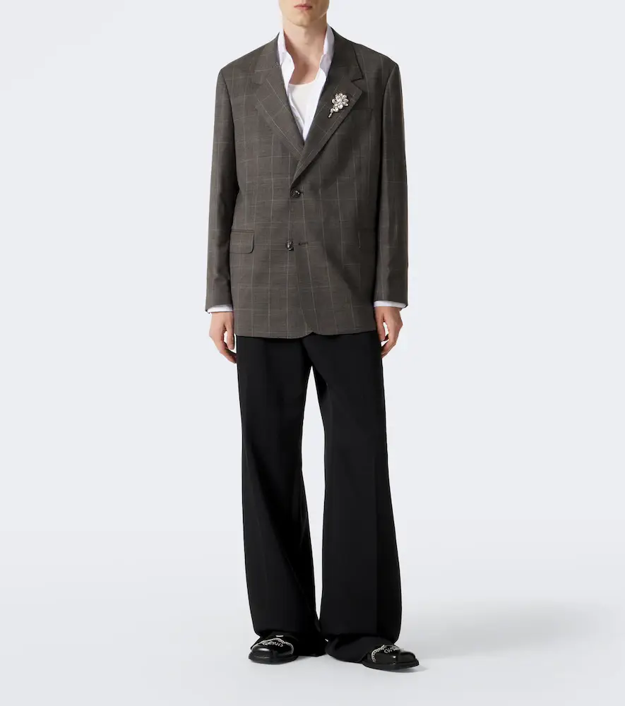 Simone Rocha Checked embellished wool blazer | Thumbnail 6 Simone Rocha Checked embellished wool blazer | Thumbnail 6