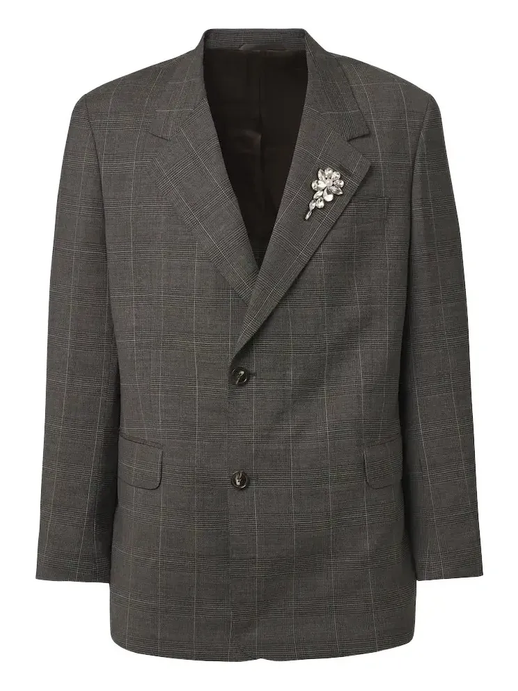 Checked embellished wool blazer Checked embellished wool blazer