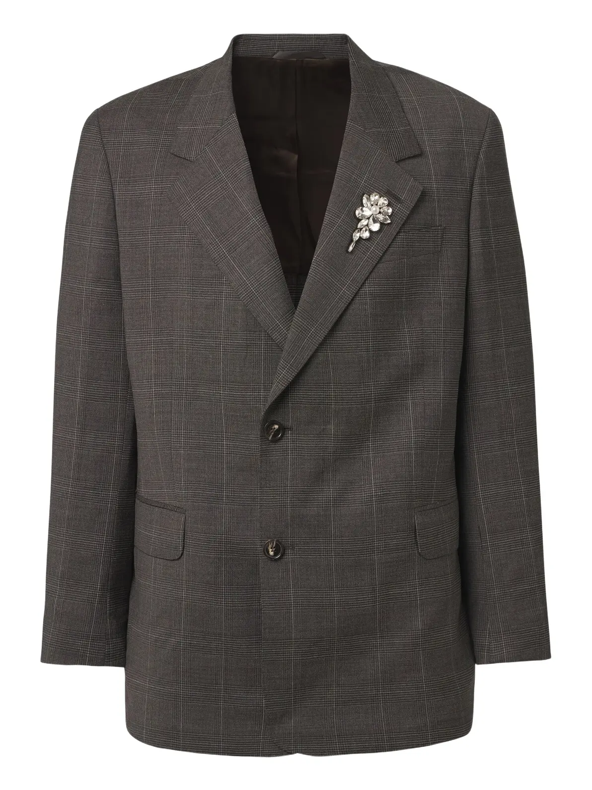 Simone Rocha Checked embellished wool blazer