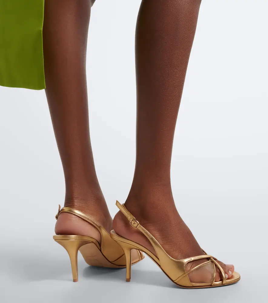 Malone Souliers Petra leather and mesh slingback sandals | Thumbnail 6
