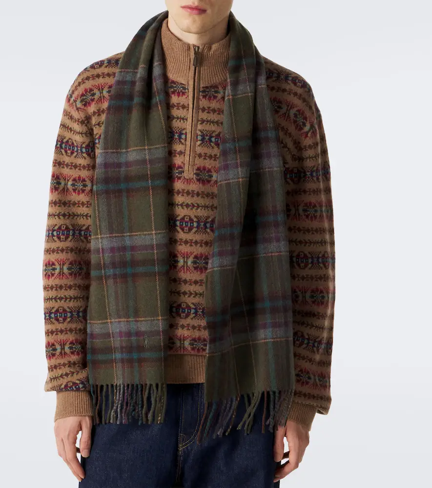 Polo Ralph Lauren Checked fringed wool scarf | Thumbnail 4 Polo Ralph Lauren Checked fringed wool scarf | Thumbnail 4