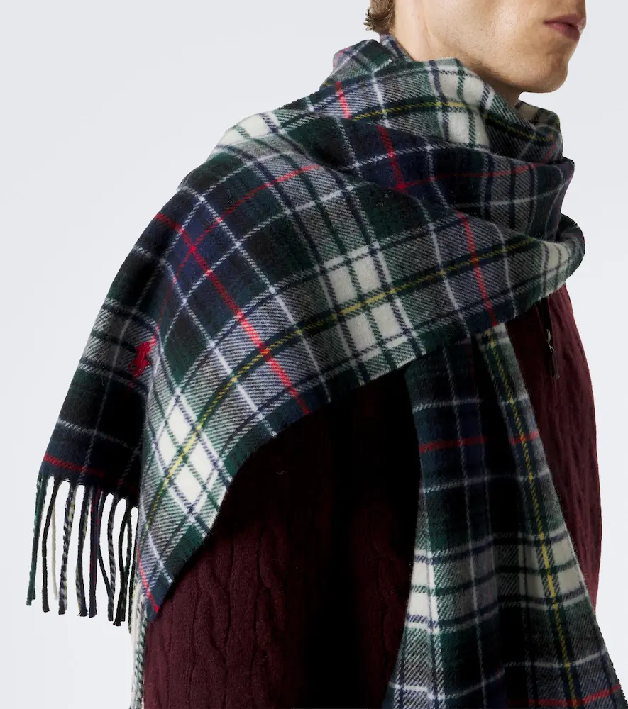 Polo Ralph Lauren Checked fringed wool scarf | Thumbnail 3