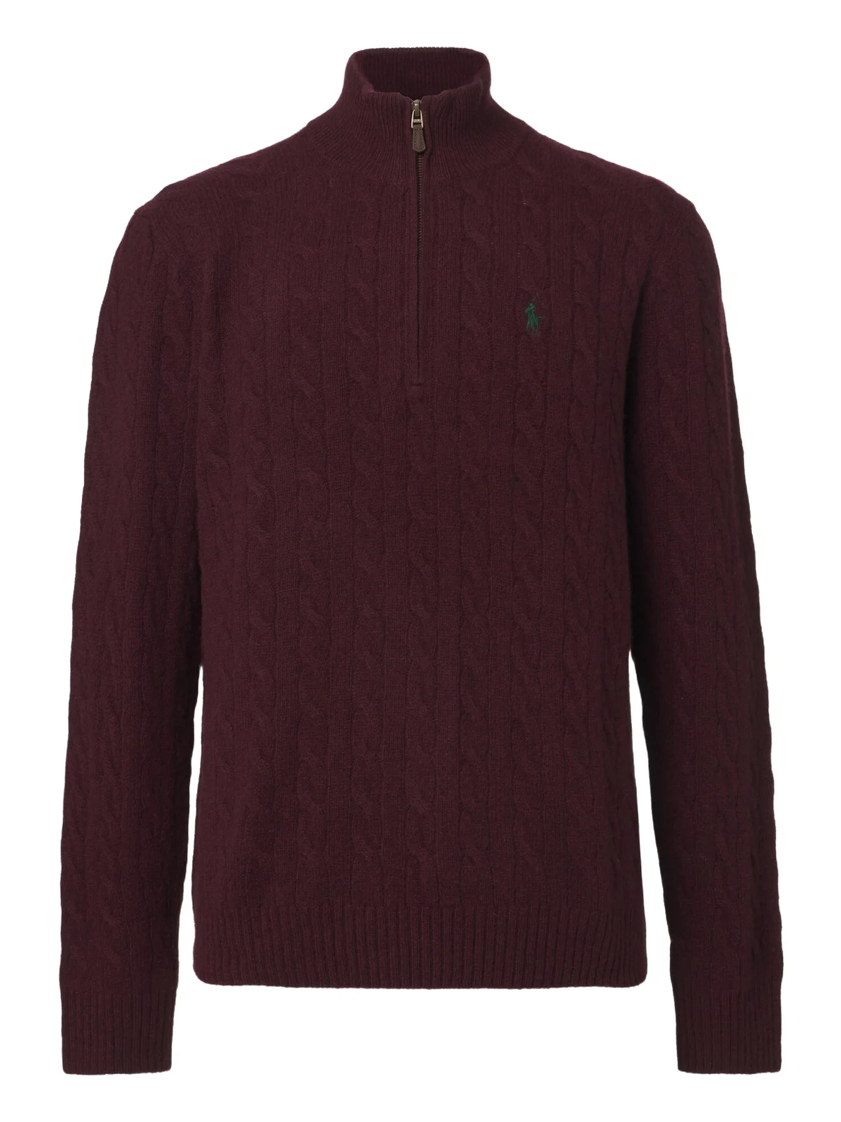 Cable-knit wool and cashmere half-zip sweater
