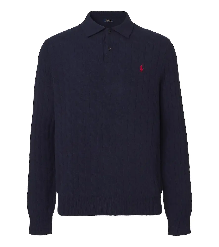 Polo Ralph Lauren Cable-knit wool and cashmere polo sweater | Image 1 Polo Ralph Lauren Cable-knit wool and cashmere polo sweater | Image 1