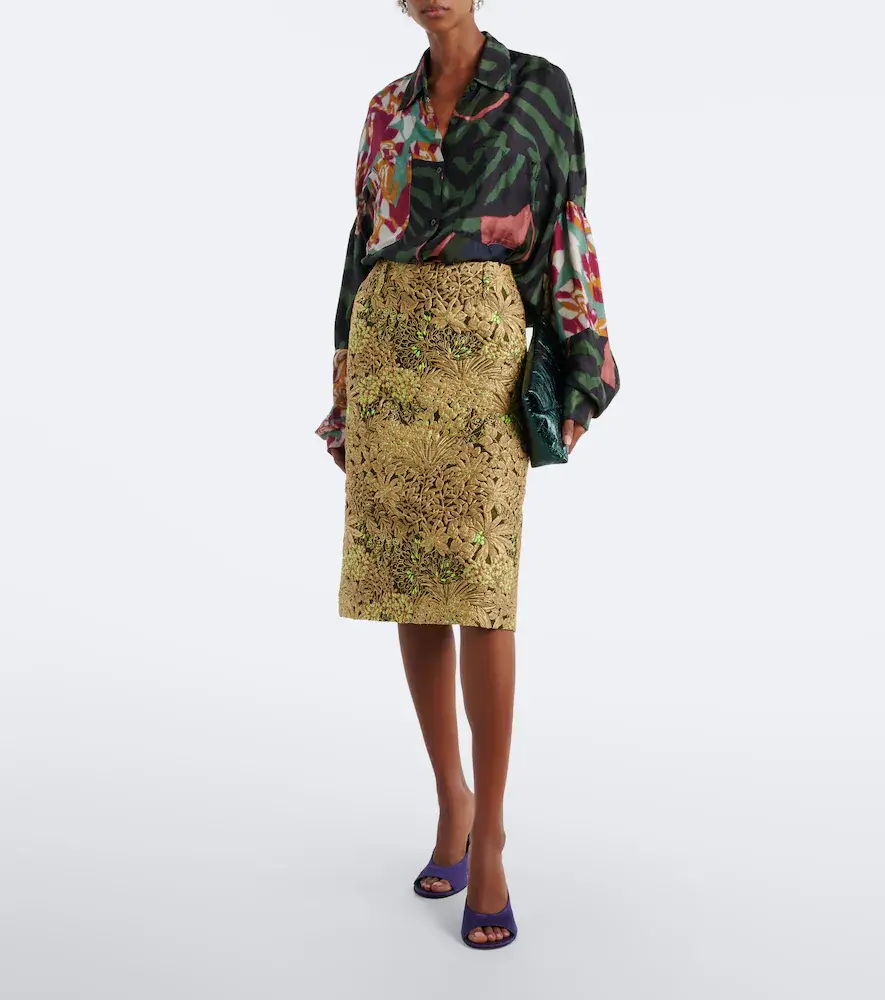 Dries Van Noten Floral jacquard midi skirt | Thumbnail 4 Dries Van Noten Floral jacquard midi skirt | Thumbnail 4