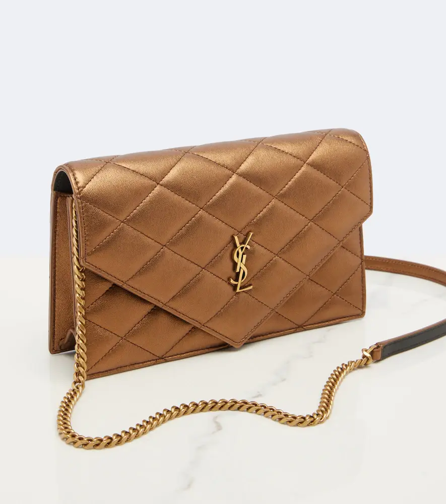 Saint Laurent Paris metallic leather wallet on chain | Thumbnail 4