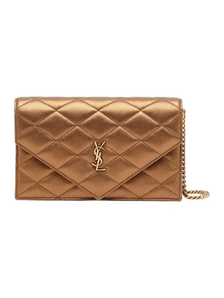 Saint Laurent Paris metallic leather wallet on chain