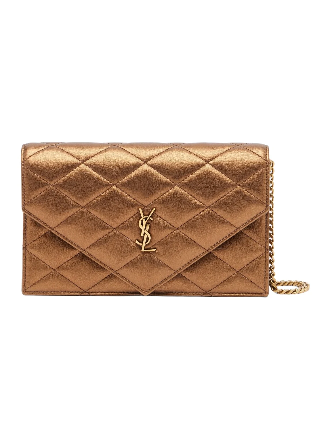 Paris metallic leather wallet on chain