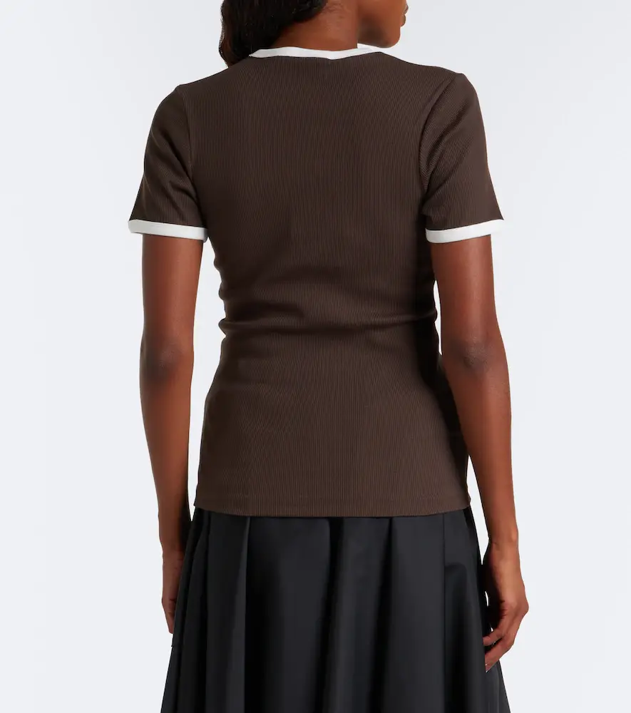 Prada Ribbed-knit cotton T-shirt | Thumbnail 5 Prada Ribbed-knit cotton T-shirt | Thumbnail 5