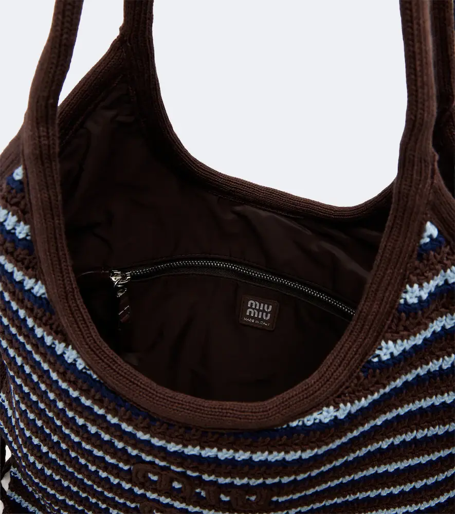 Miu Miu Ivy crochet striped shopper | Thumbnail 2 Miu Miu Ivy crochet striped shopper | Thumbnail 2