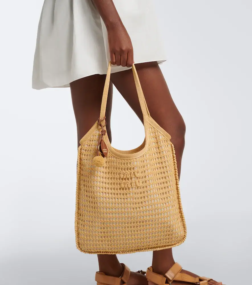 Miu Miu Ivy crochet raffia-effect shopper | Thumbnail 6 Miu Miu Ivy crochet raffia-effect shopper | Thumbnail 6