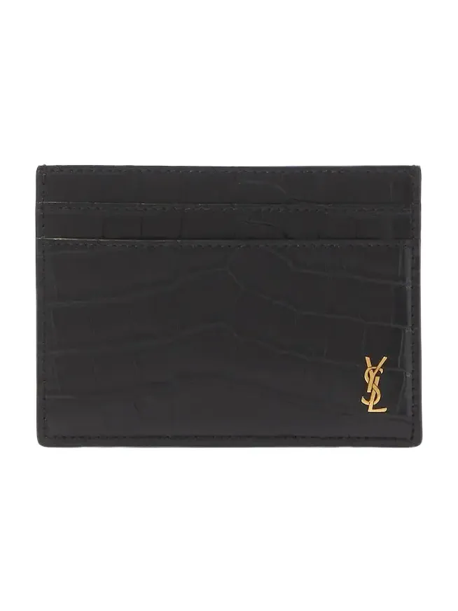 Saint Laurent Cassandre croc-effect leather card holder