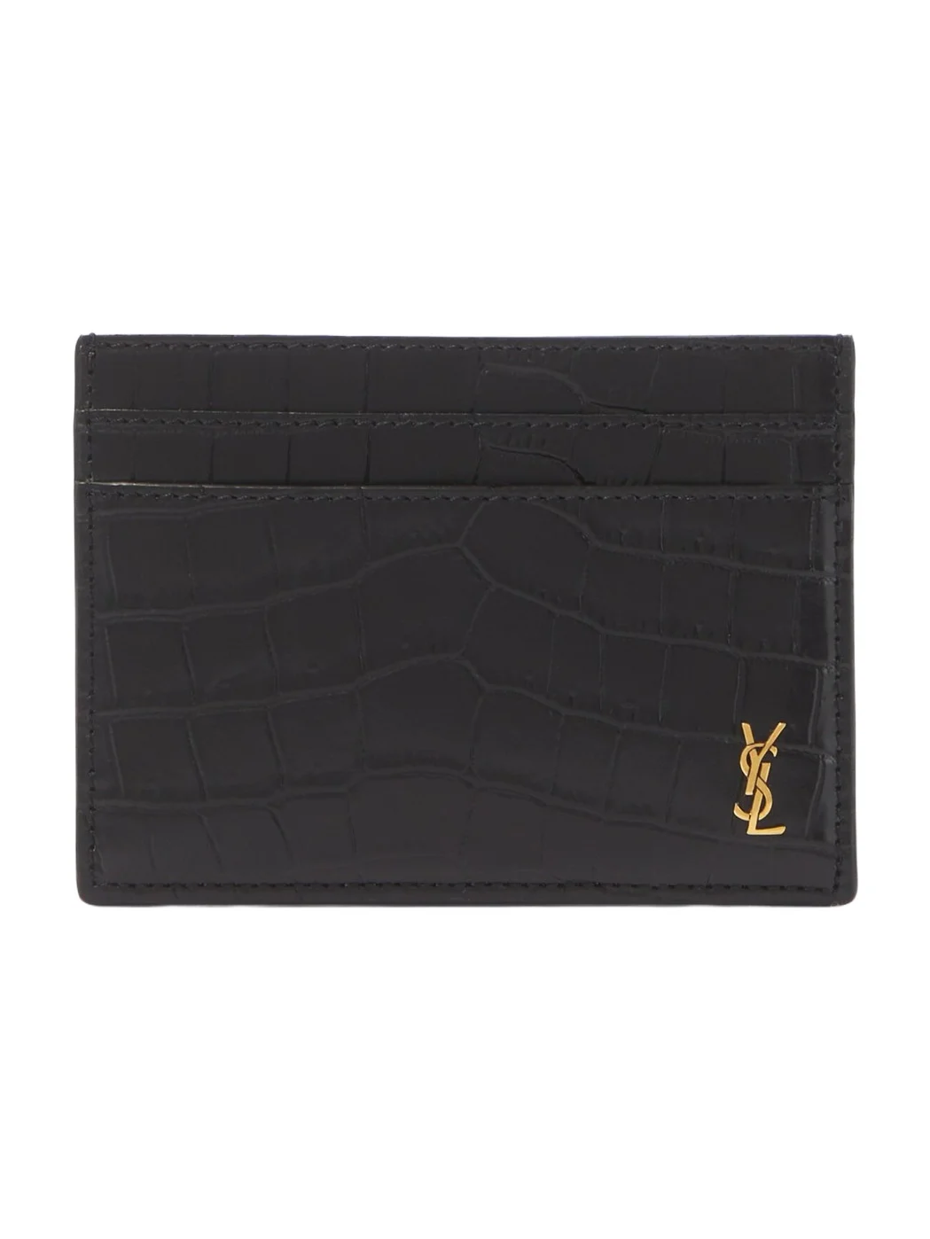Saint Laurent Cassandre croc-effect leather card holder