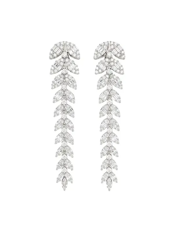 2.52ct Diamond 18K Gold Leaf Cascade Earrings