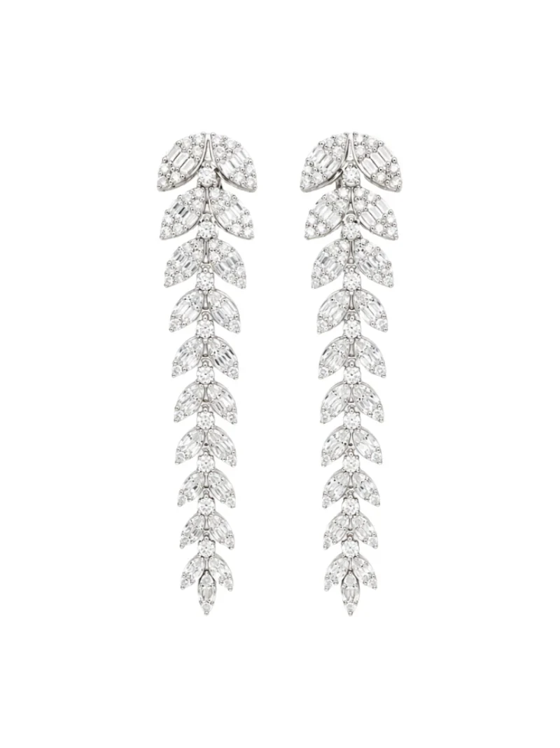 Wish Fine Jewelry 2.52ct Diamond 18K Gold Leaf Cascade Earrings