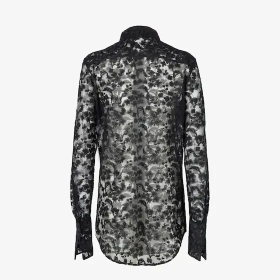Fendi Regular-fit shirt in black faded-effect Peonia lace | Thumbnail 2 Fendi Regular-fit shirt in black faded-effect Peonia lace | Thumbnail 2