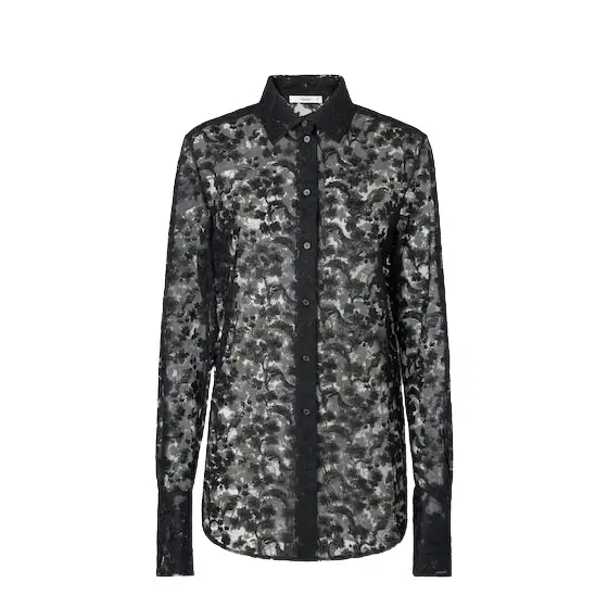 Fendi Regular-fit shirt in black faded-effect Peonia lace | Image 1 Fendi Regular-fit shirt in black faded-effect Peonia lace | Image 1