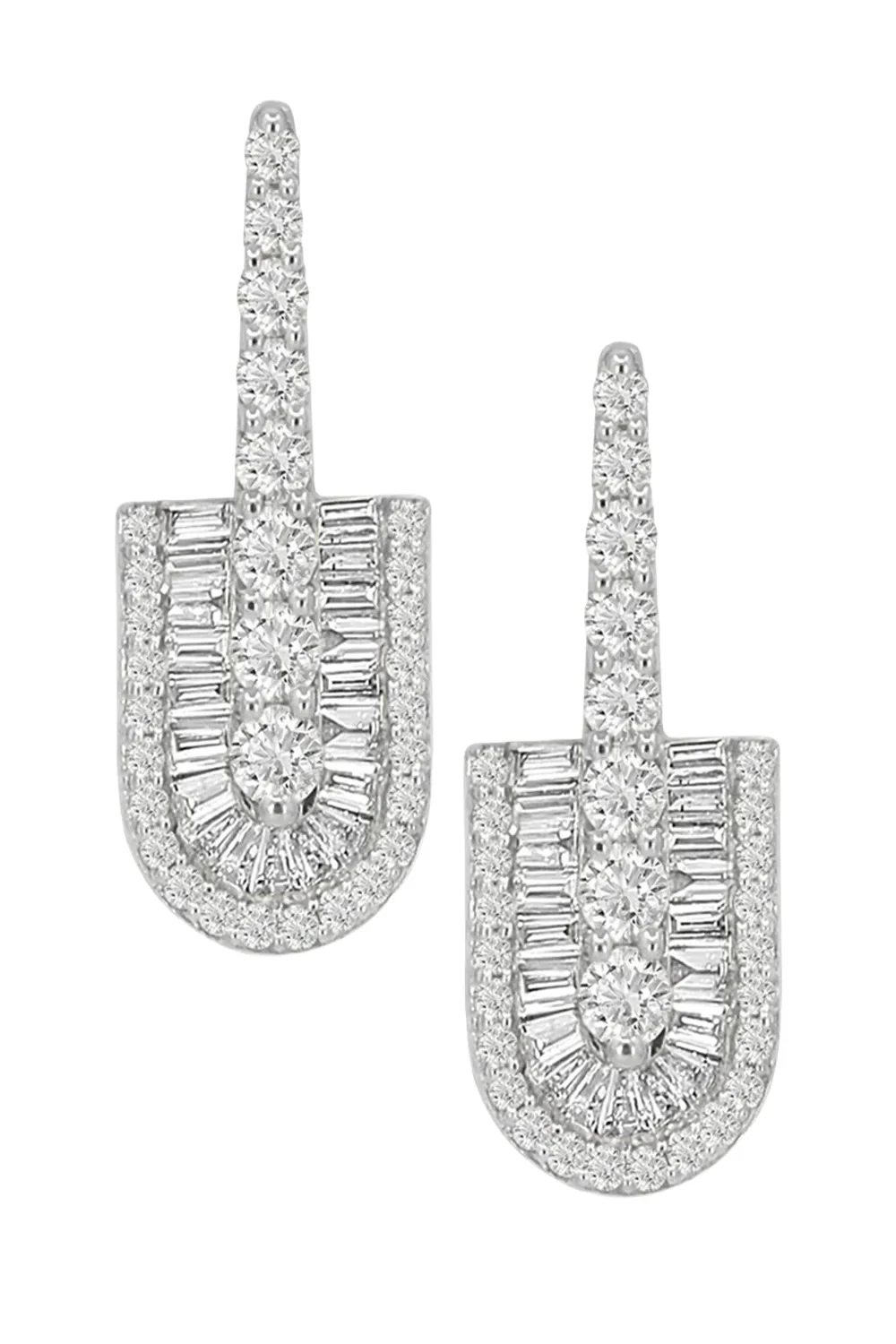 U LOS ANGELES Diamond Baguette U Drop Earrings
