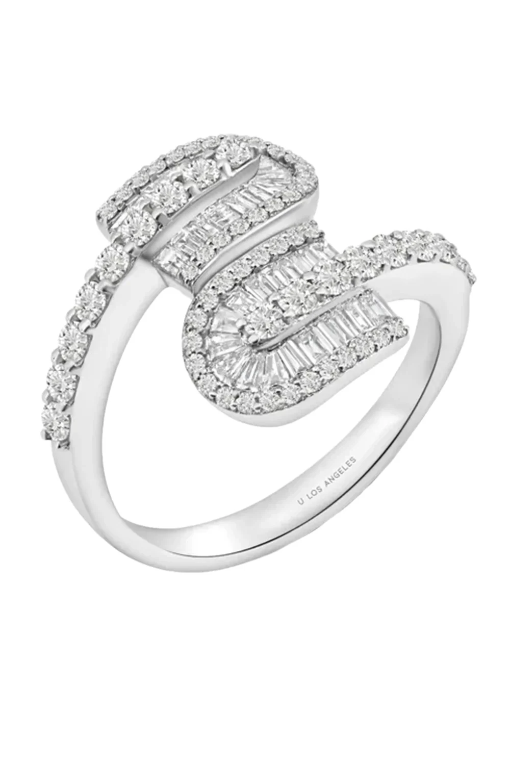 U LOS ANGELES Diamond Baguette U Duo Maxi Ring - White Gold