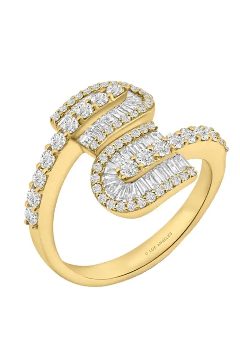 U LOS ANGELES Diamond Baguette U Duo Maxi Ring - Yellow Gold | Image 1 U LOS ANGELES Diamond Baguette U Duo Maxi Ring - Yellow Gold | Image 1