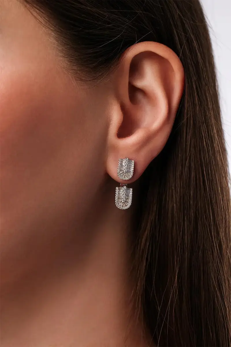 U LOS ANGELES Diamond Baguette U Floating Earrings | Thumbnail 2 U LOS ANGELES Diamond Baguette U Floating Earrings | Thumbnail 2