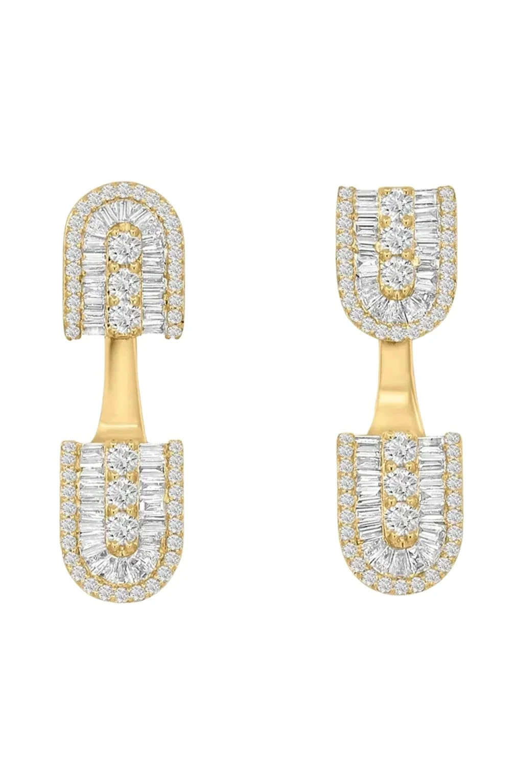 Diamond Baguette U Floating Stud Earrings Diamond Baguette U Floating Stud Earrings