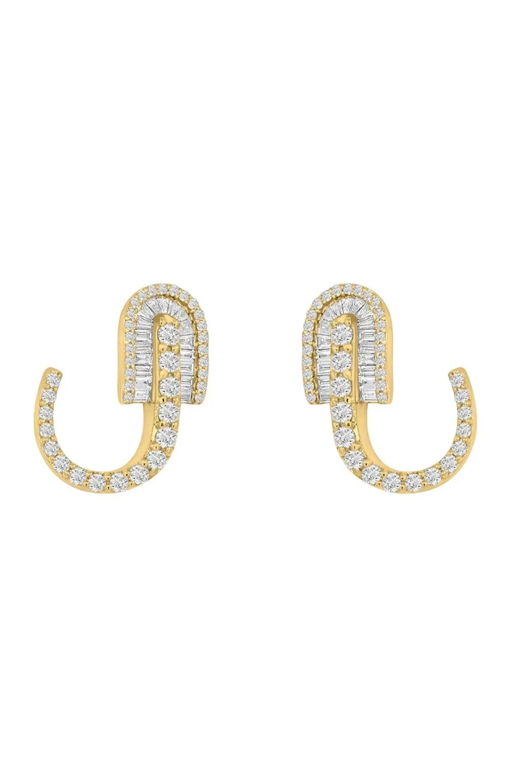 U LOS ANGELES Diamond Baguette U Huggie Earrings